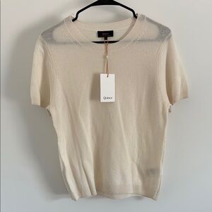 Quince Women's Elegant 100% Cashmere Cream Short Sleeve Sweater Tee